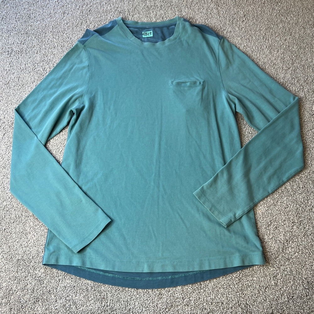 lululemon shirt Mens medium teal Pocket Two Tone vent‎ tech athletic workout